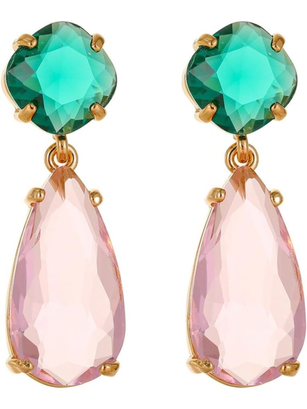 Elegant Teardrop Crystal Earrings for Women - Blue & Green Dangle Jewelry